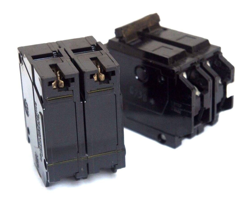LOT OF 2 GENERAL ELECTRIC THQL2115 CIRCUIT BREAKERS 15 AMP 120/240V 2POLE PLUG O