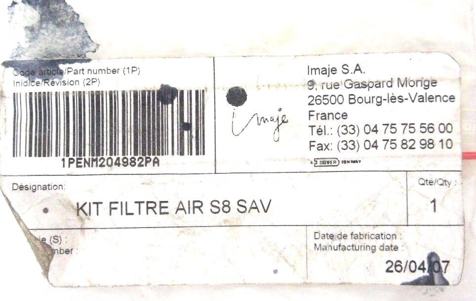 NEW IMAJE S8 SAV AIR FILTRE KIT S8SAV