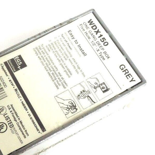 NEW EMERSON APPLETON WDX150 GREY ONE GANG DEEP BOX ENCLOSURE 1/2"-X TYPE