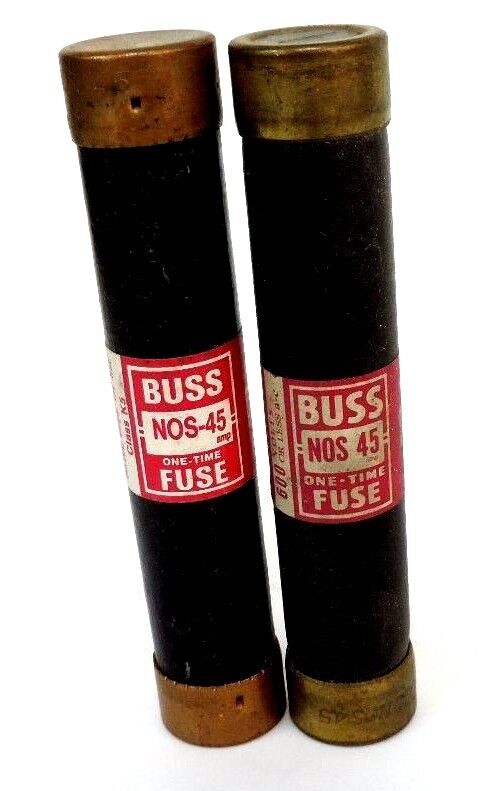 LOT OF 2 COOPER BUSSMANN BUSS NOS-45 ONE-TIME FUSES NOS45