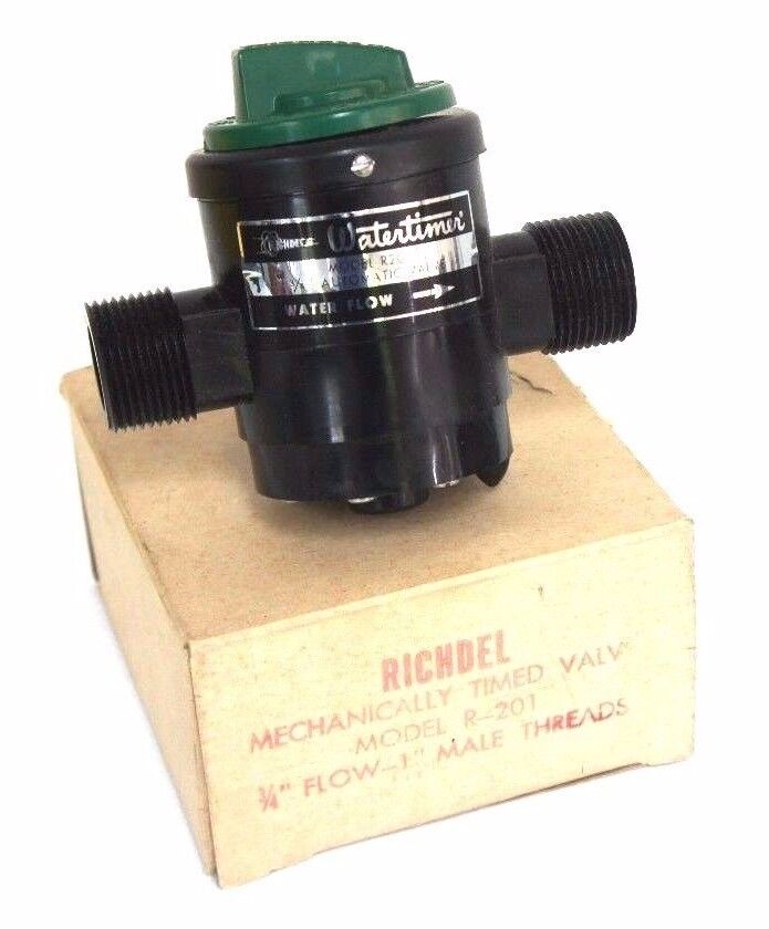 NIB RICHDEL MODEL R-201 MECHANICALLY TIMED VALVE 3/4" FLOW, 1" MALE NPT, R201