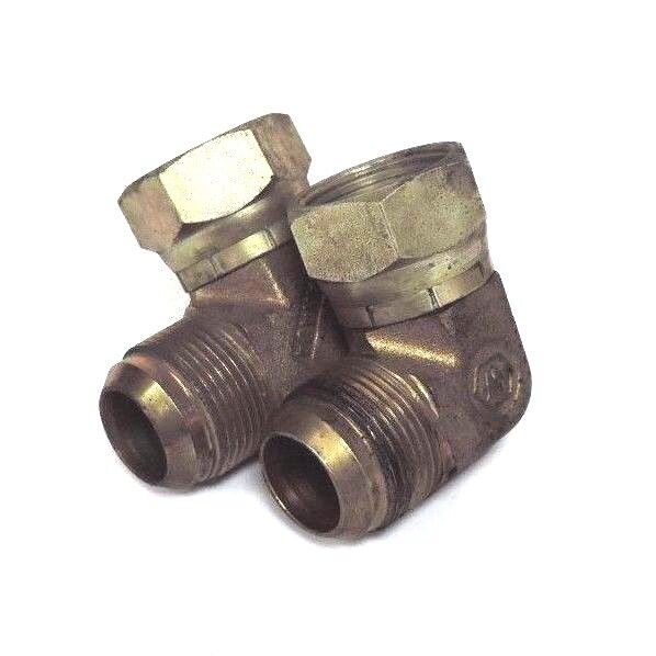 LOT OF 2 NEW EATON WEATHERHEAD 1" FLARE X SWIVEL 90 DEG ELBOWS