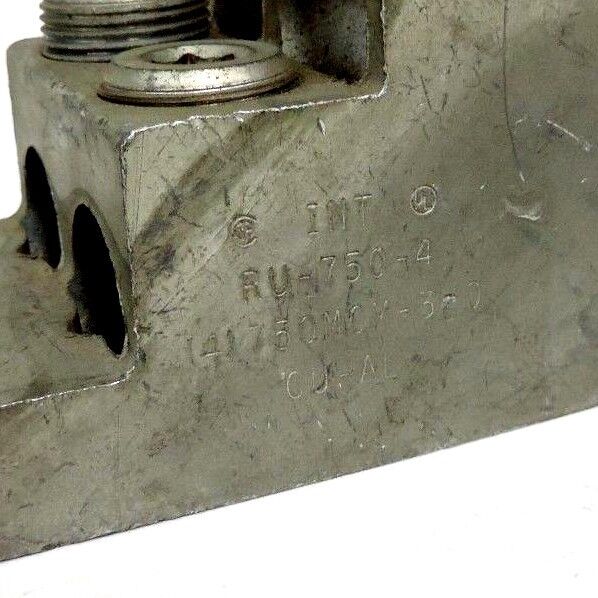 INT ILSCO RU-750-4 CONNECTOR ALUMINUM THREE BARREL 1 HOLE 1/2IN, 750MCM-3/0