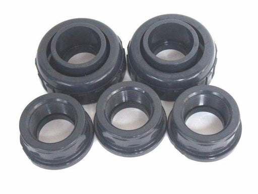 LOT OF 5 NEW TRUE UNION 1-1/2" FITTING CONNECTIONS (2) SOCKET (3) THREADED