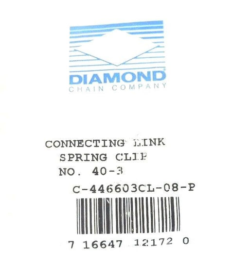 NEW DIAMOND C-446603CL-08-P CONNECTING LINK SPRING CLIP NO. 40-3