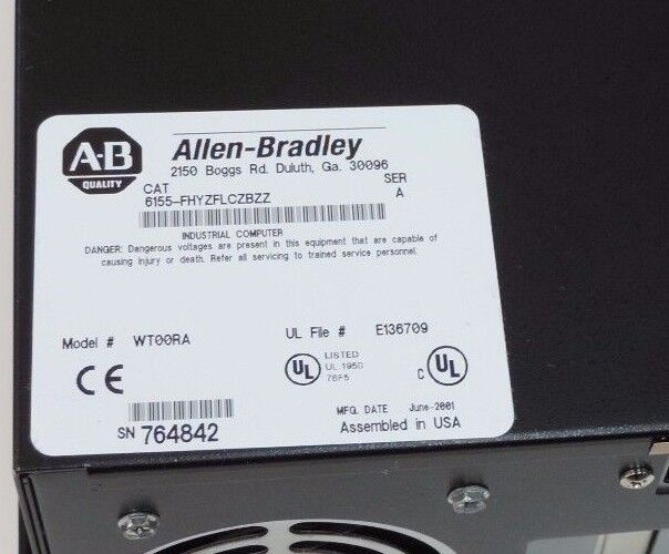 F/S ALLEN BRADLEY 6155-FHYZFLCZBZZ INDUSTRIAL COMPUTER SER. A 6155FHYZFLCZBZZ