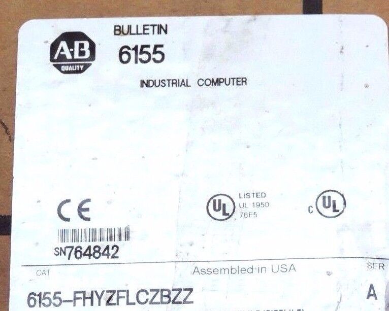 F/S ALLEN BRADLEY 6155-FHYZFLCZBZZ INDUSTRIAL COMPUTER SER. A 6155FHYZFLCZBZZ