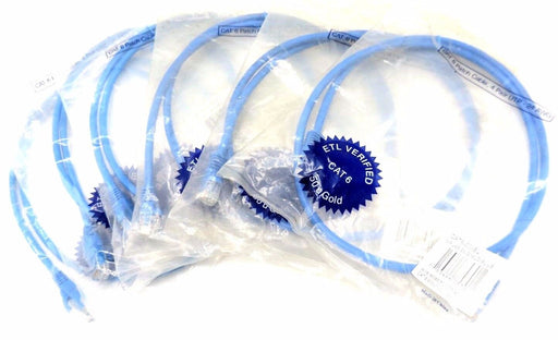 LOT OF 6 NEW CAT6-03-BLB 3' RJ45 SNG MLD BLUE CABLES