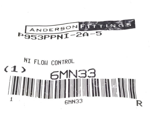 NEW ANDERSON FITTINGS P953PPNI-2A-5 NI FLOW CONTROL 1/8'' NICKEL PLATED 6MN33