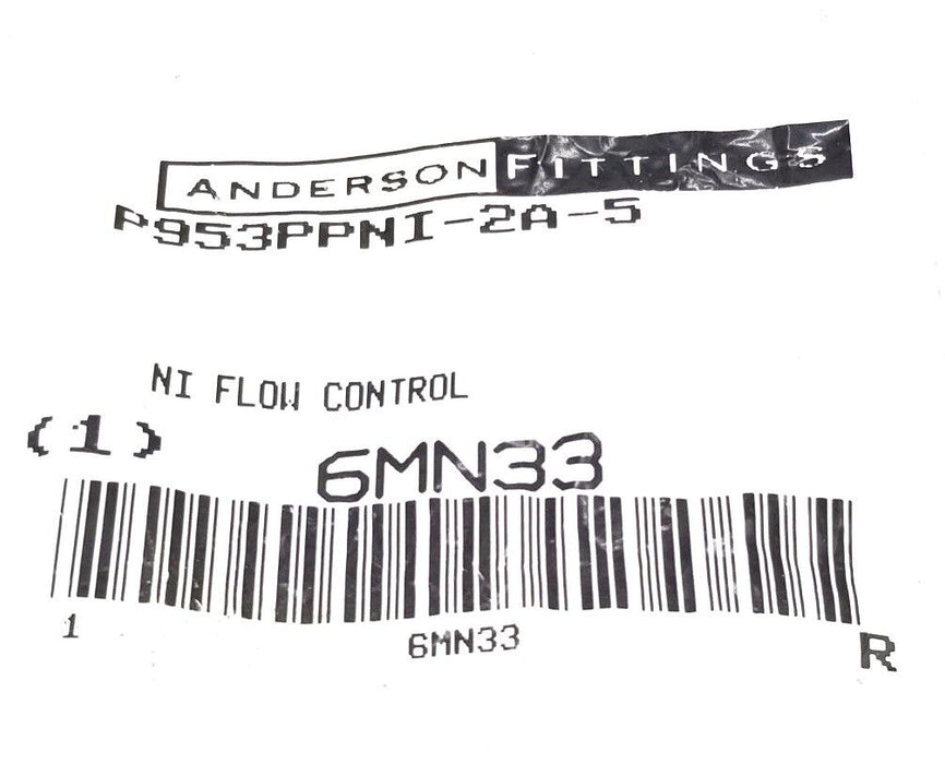 NEW ANDERSON FITTINGS P953PPNI-2A-5 NI FLOW CONTROL 1/8'' NICKEL PLATED 6MN33