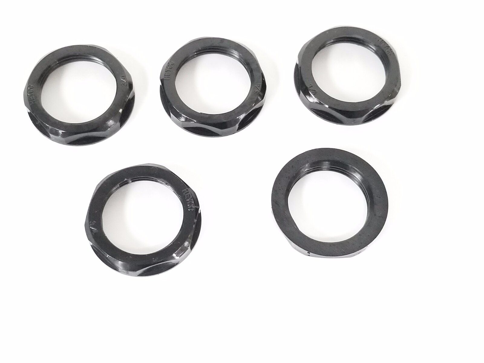 LOT OF 5 NEW HEYCO 3020-3802 LOCKNUTS 3/4'' BLACK