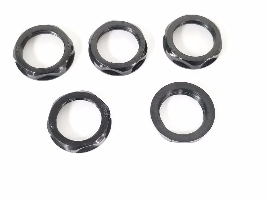 LOT OF 5 NEW HEYCO 3020-3802 LOCKNUTS 3/4'' BLACK