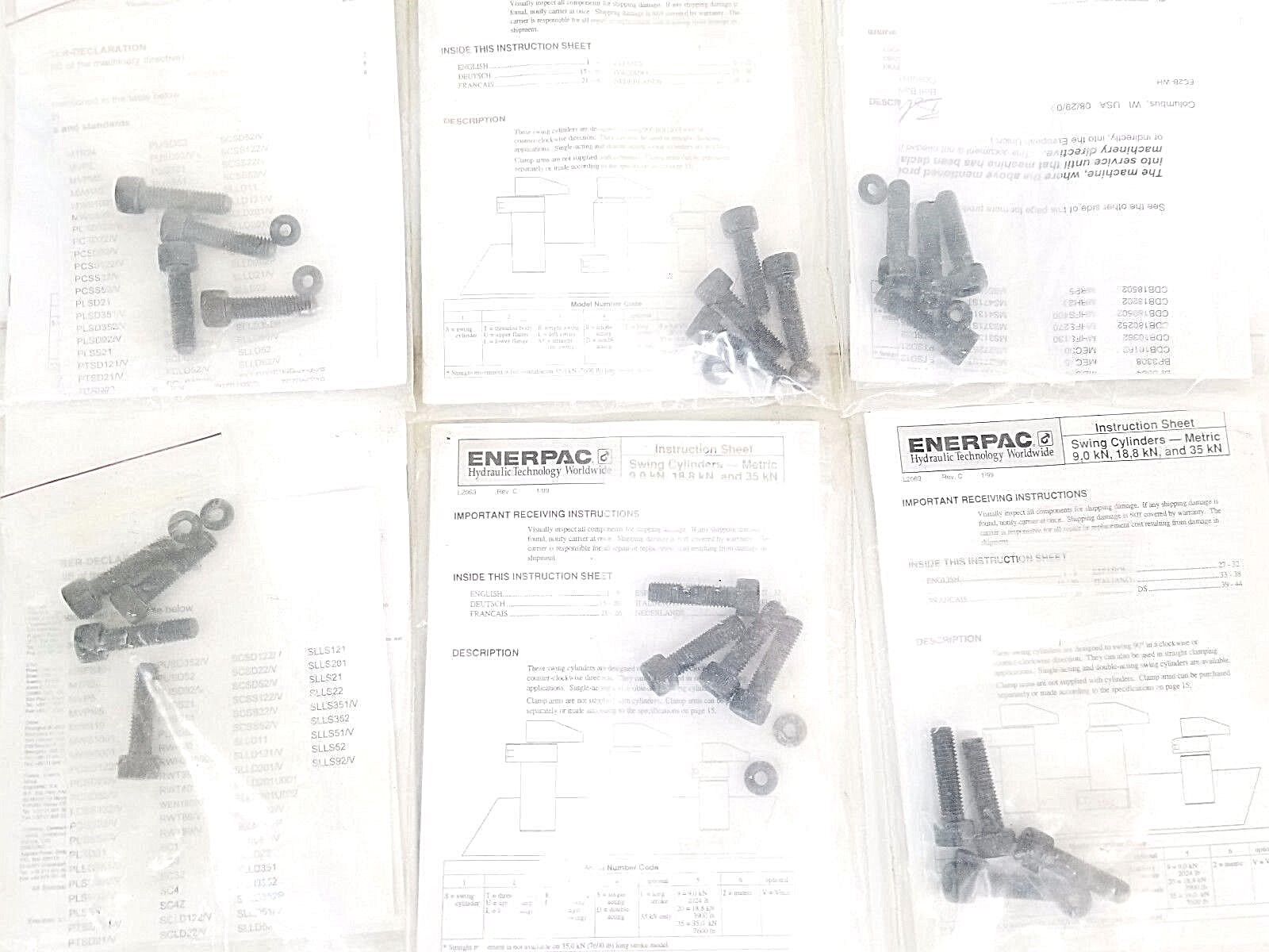 LOT OF 6 NEW ENERPAC INSTRUCTION SHEET SWING CYLINDERS METRIC HARDWARE KITS