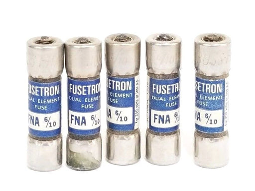 LOT OF 5 BUSSMANN FNA-6/10 FUSETRON DUAL ELEMENT FUSES