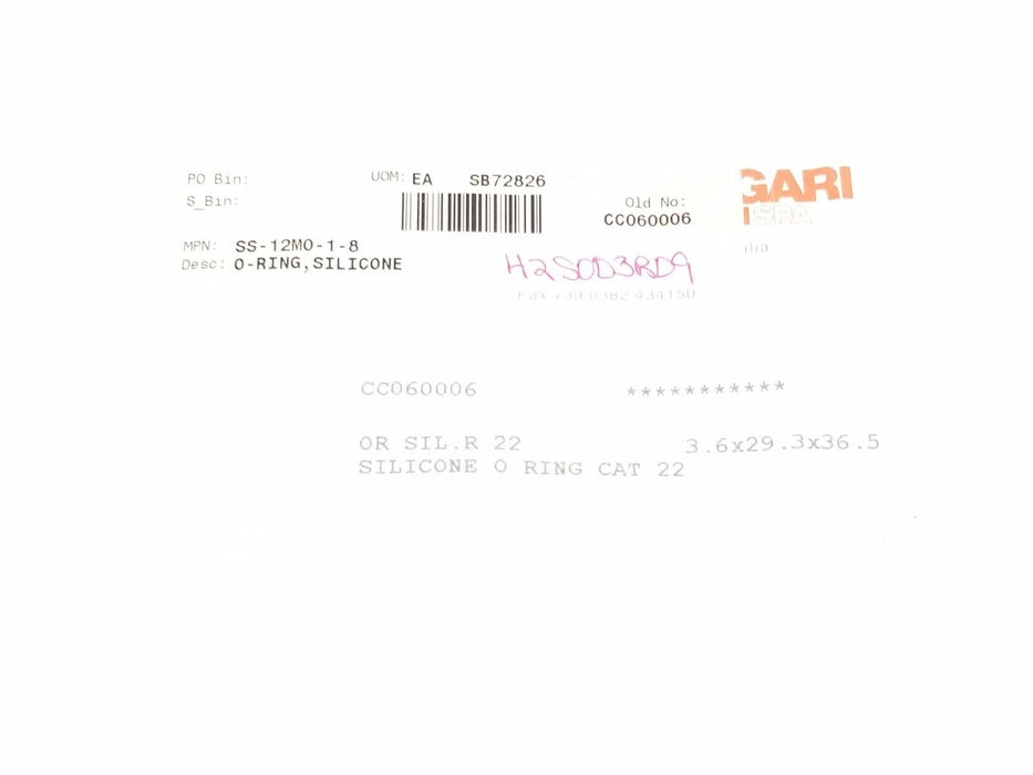 LOT OF 4 NEW FEDEGARI AUTOCLAVI SS-12MO-1-8 O-RINGS, SILICONE SIL.R 22 CAT 22