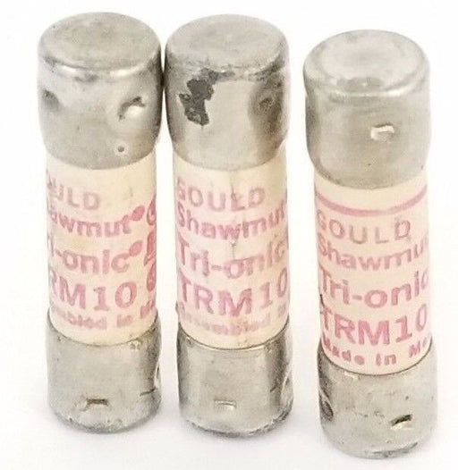 LOT OF 3 GOULD SHAWMUT TRM10 TRI-ONIC FUSES TRM-10