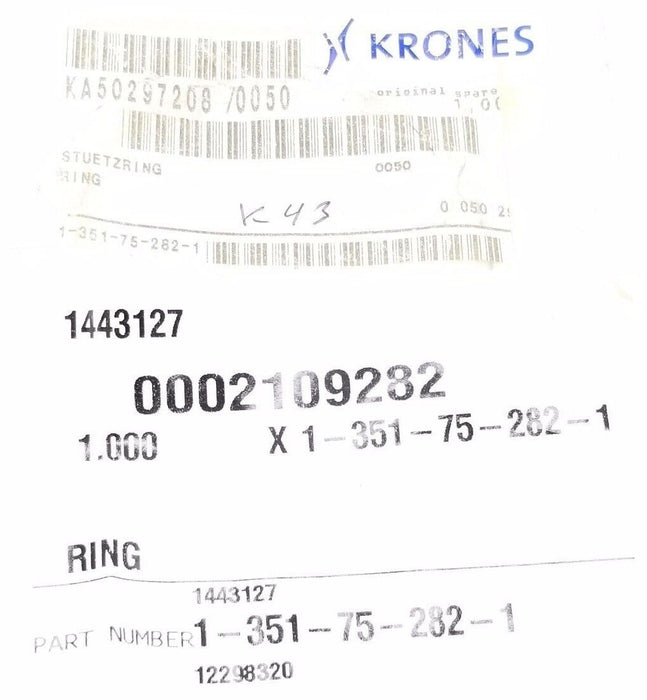 NEW KRONES 1-351-75-282-1 RING 1351752821