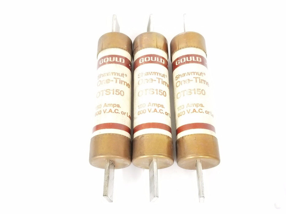 LOT OF 3 GOULD SHAWMUT OTS150 ONE-TIME FUSES 150A, 600V