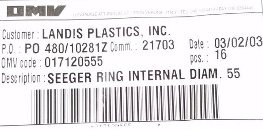LOT OF 12 NEW OMV 017120555 SEEGER RING INTERNAL DIAM. 55