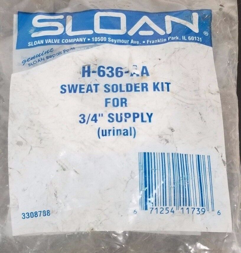 NEW SLOAN H-636-AA SWEAT SOLDER KIT FOR 3/4'' SUPPLY (URINAL)