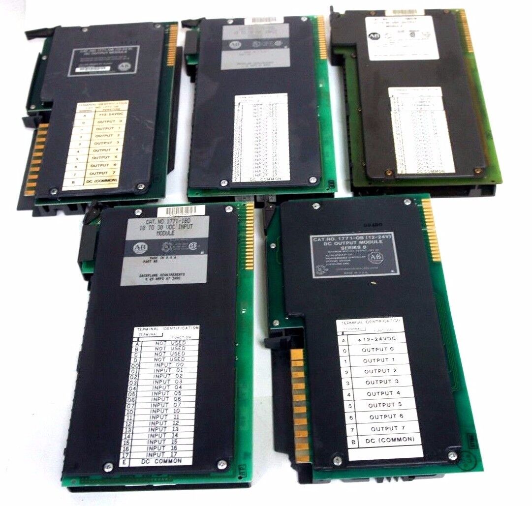 LOT OF 5 ALLEN BRADLEY MODULES 1771-OBD/B, 1771-OB, 1771-IBD