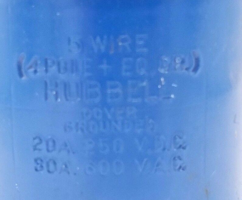 HUBBELL 5 WIRE (4 POLE + EQ. GR.) 20A 250 VDC, 30A 600VAC PLUG