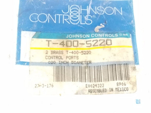 BAG OF 2 NEW JOHNSON CONTROLS T-400-5220 BRASS CONTROL PORTS .020'' DIA.