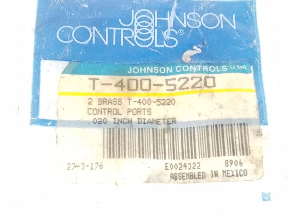 BAG OF 2 NEW JOHNSON CONTROLS T-400-5220 BRASS CONTROL PORTS .020'' DIA.