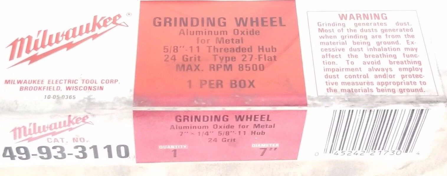 LOT OF 4 NEW MILWAUKEE GRINDING WHEELS (2) 49-93-3170 & (2) 49-93-3110