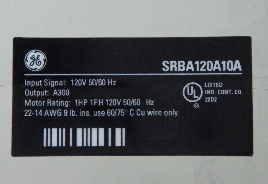 GENERAL ELECTRIC SRBA120A10A SMART RELAY BLOCK 120V, 50/60HZ