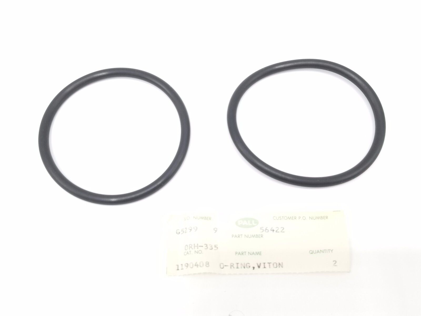 LOT OF 2 NEW PALL ORH-335 O-RINGS, VITON 1190408