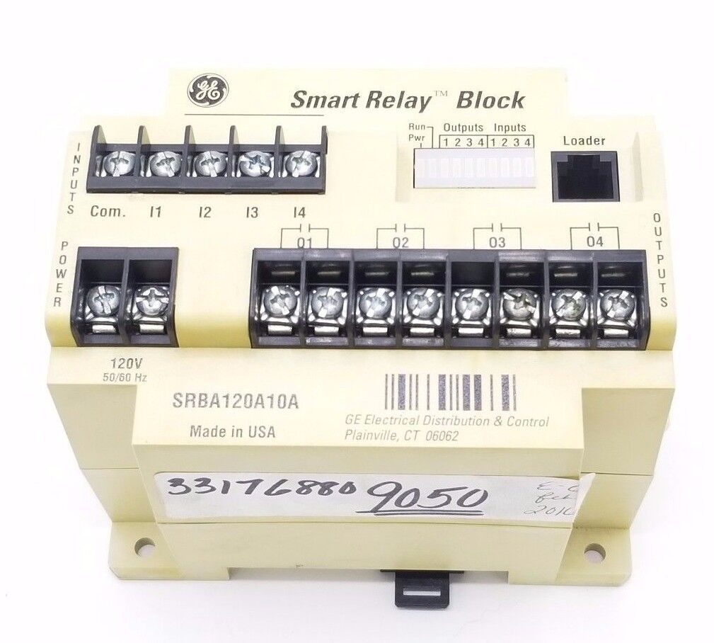 GENERAL ELECTRIC SRBA120A10A SMART RELAY BLOCK INPUT: 120V, 50/60HZ OUTPUT: A300