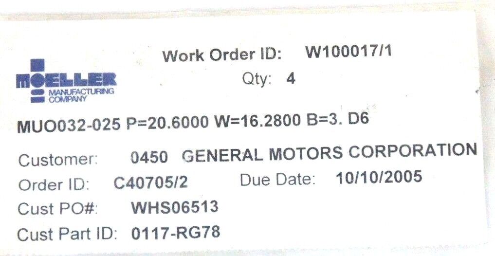 LOT OF 4 NEW MOELLER 0117-RG78 PUNCHES OBL 32 DIA X 25 P=20.6 W=16.28 P/S 10/05