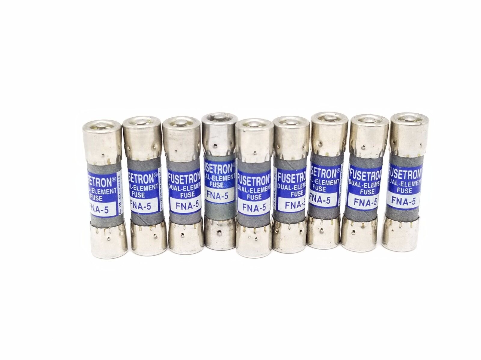 LOT OF 9 NEW COOPER BUSSMANN FNA-5 FUSETRON DUAL ELEMENT FUSES FNA5