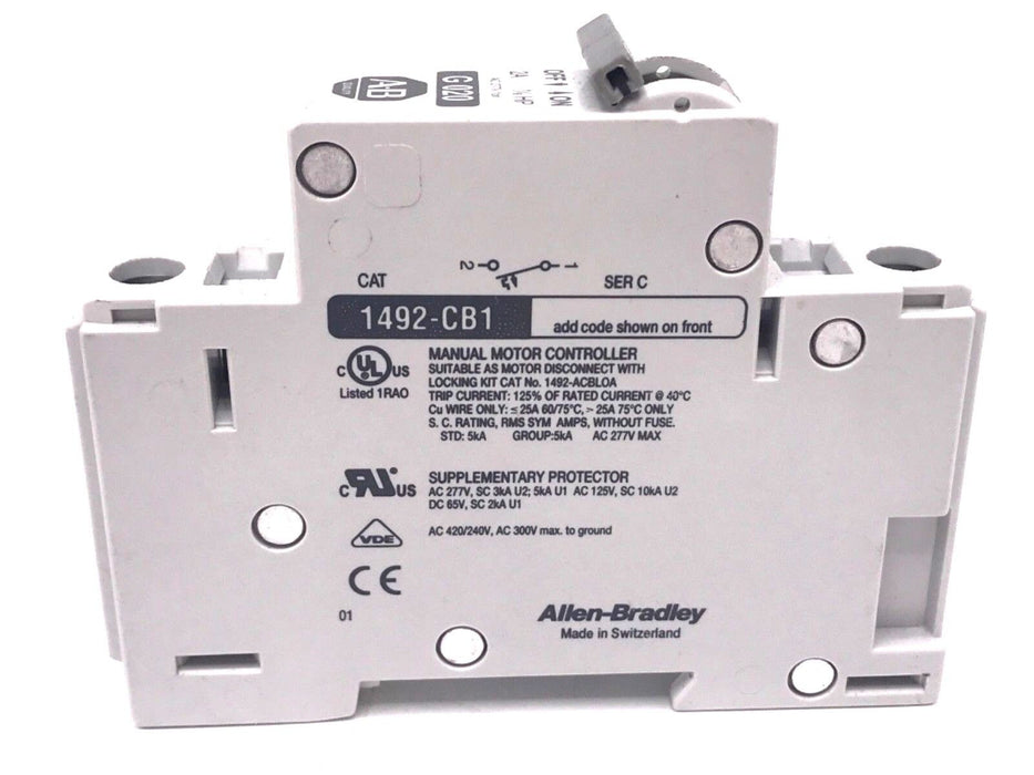 LOT OF 3 ALLEN BRADLEY 1492-CB1 SER. C CIRCUIT BREAKERS G-020, G-100, G-300