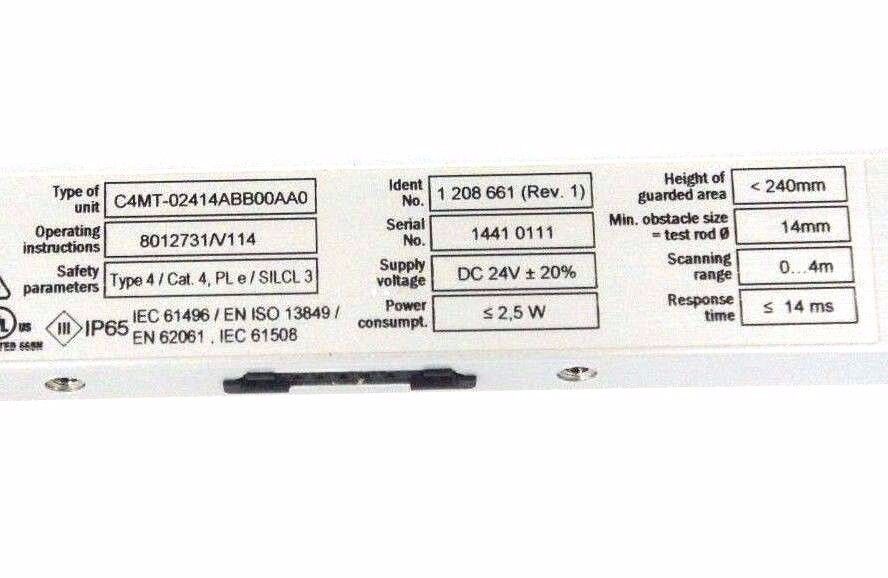 SET OF NEW SICK MINI SAFETY LIGHT CURTAINS C4MT-02414ABB00AA0 C4MT-0314ABB00AA0