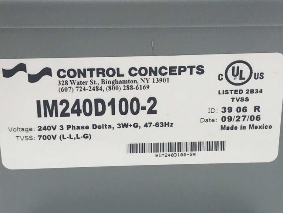 NEW CONTROL CONCEPTS IM240D100-2 POWER SUPPLY MEDIUM EXPOSURE ISLAGUARD 240V 3PH
