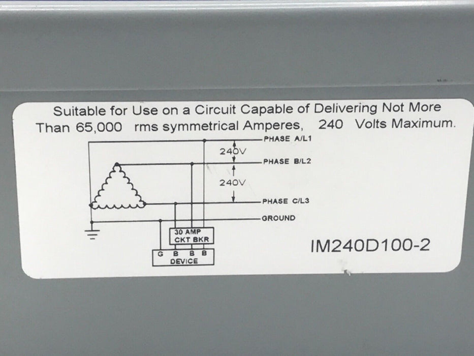 NEW CONTROL CONCEPTS IM240D100-2 POWER SUPPLY MEDIUM EXPOSURE ISLAGUARD 240V 3PH