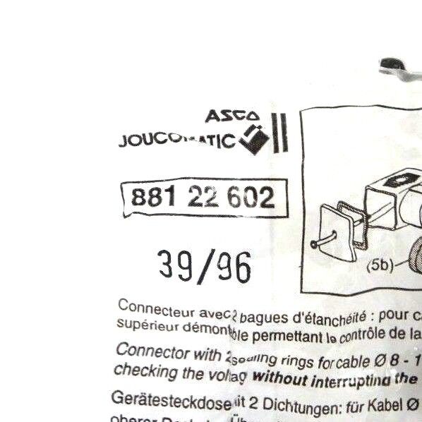 LOT OF 6 NEW ASCO JOUCOMATIC 881-22-602 CONNECTOR KITS STANDARD W/CABLE GLAND