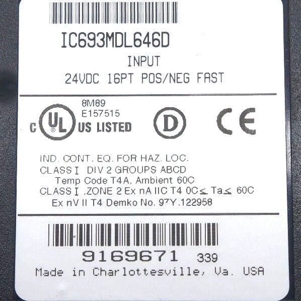 LOT OF 3 GE FANUC IC693MDL646D INPUT MODULES 24VDC, 16 PT POS/NEG FAST