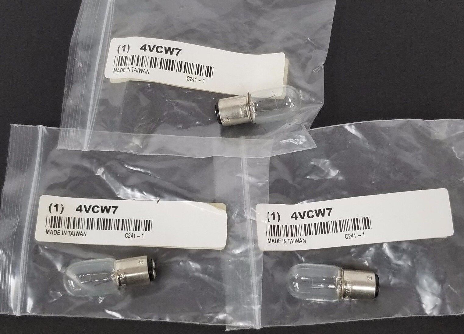 LOT OF 3 NEW LUMAPRO 4VCW7 MINIATURE LAMPS, 24V, 5W, C241-1
