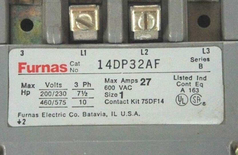 FURNAS 14DP32AF STARTER SER. B, 200-575 VAC, 7-1/2-10 HP, 27 MAX AMPS