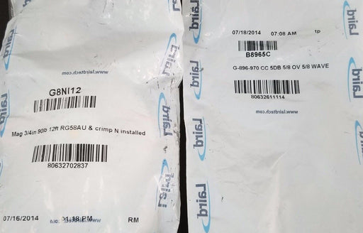 LAIRD G8NI12 MAG 3/4'' 12' RG58AU & CRIMP N INSTALLED W/ B8965C WHIP ANTENNA