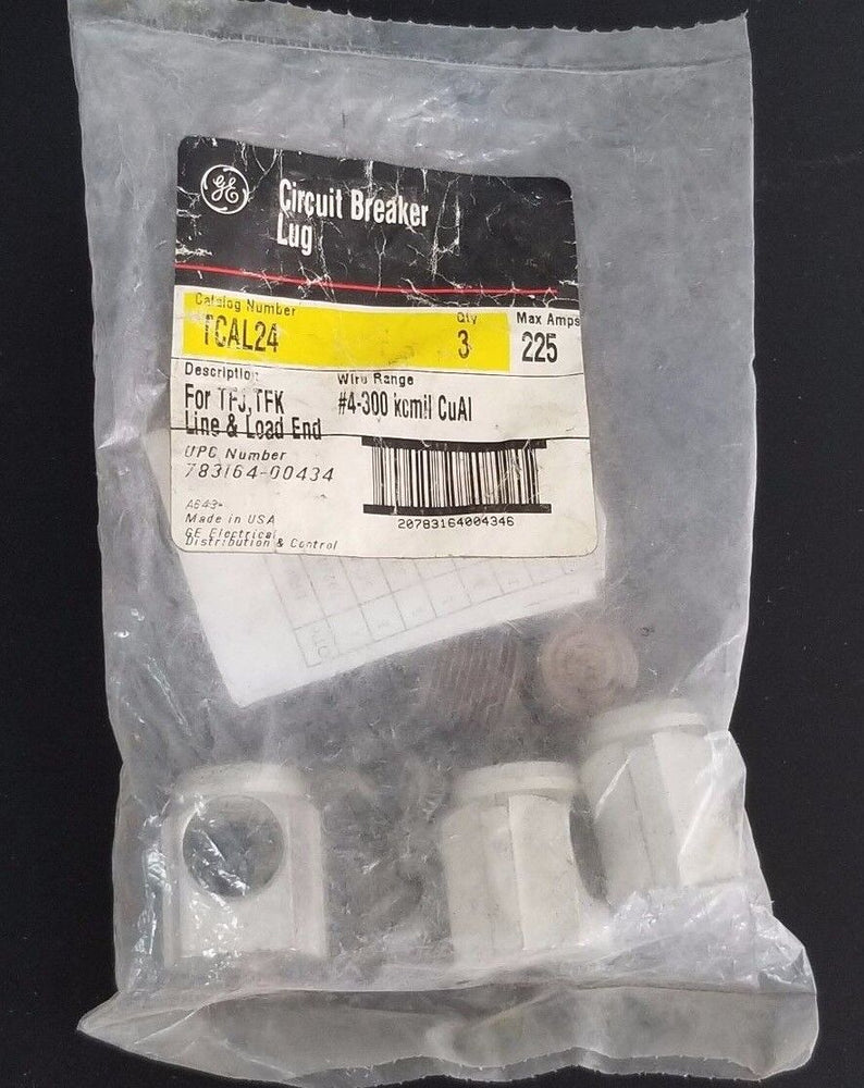 NEW GENERAL ELECTRIC TCAL24 CIRCUT BREAKER LUG KIT 225AMPS, SET OF 3