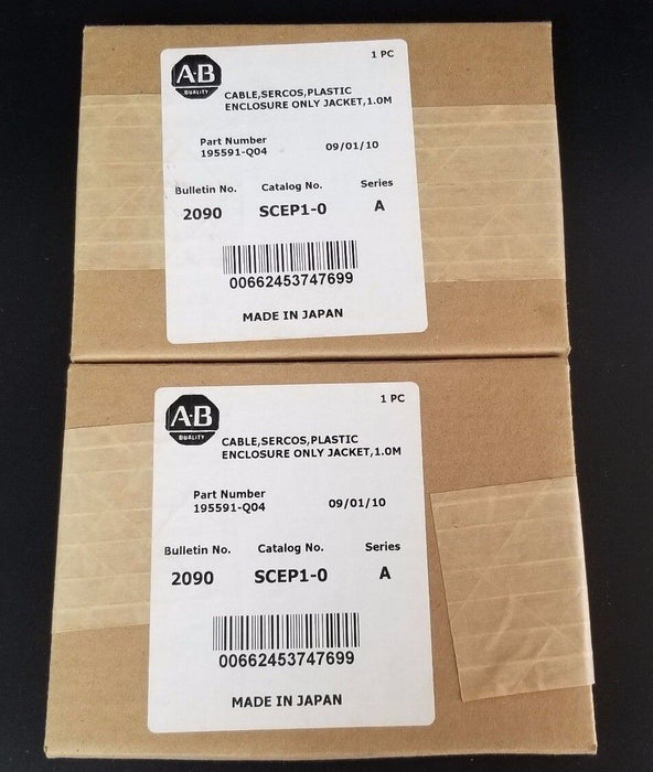 LOT OF 2 SEALED ALLEN BRADLEY SCEP1-0 CABLES P/N: 195591-Q04, SER. A