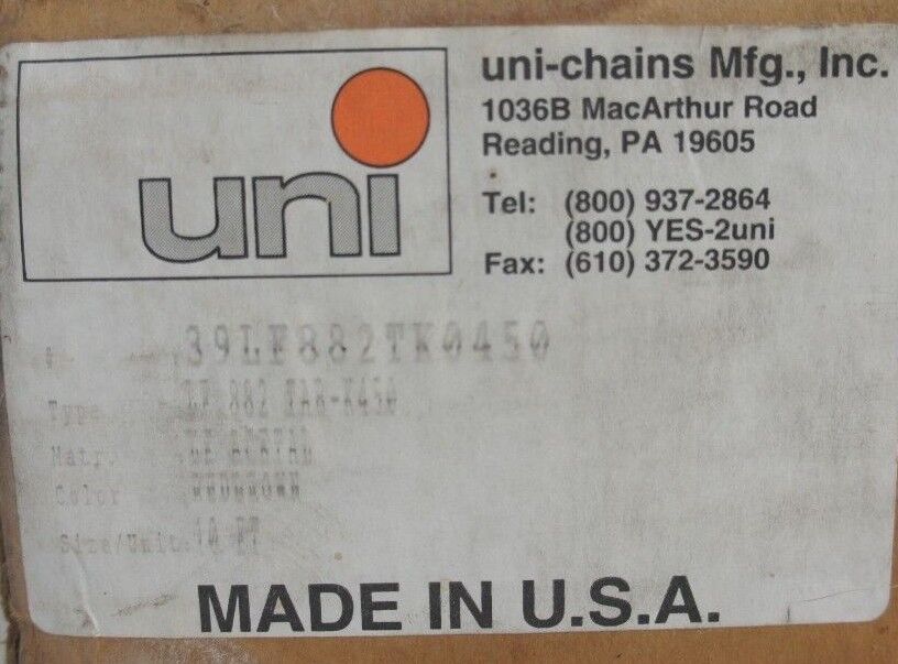 UNI-CHAIN 39LF882TK0450 SLAT TOP CONVEYOR CHAIN 4-1/3" X 10' FT