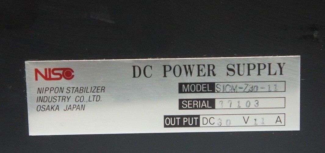 NISC NIPPON STABLILIZER SICM-Z30-11 DC POWER SUPPLY 30VDC, 11A, SICMZ3011