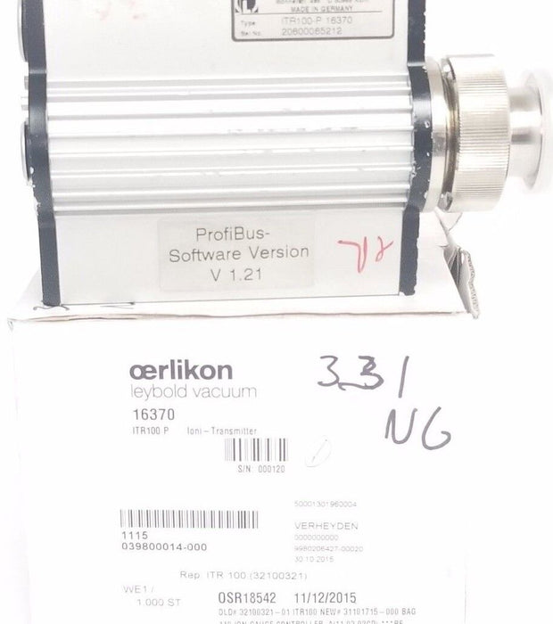 LEYBOLD VAKUUM IRT100-P 16370  IONI-TRANSMITTER IRT100P (FOR PARTS)
