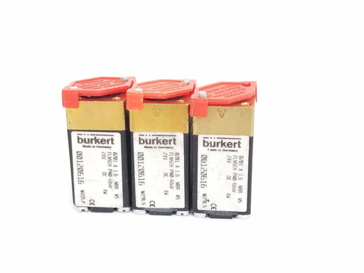 LOT OF 3 BURKERT 00120616 SOLENOID VALVES 24VDC, 4W