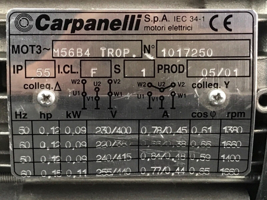 CARPANELLI MOT3~ M56B4 TROP. GEARMOTOR M56B4-TROP.